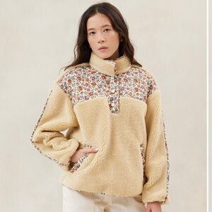 Loeffler Randall Liz Cream Floral Fleece Pullover Size Small